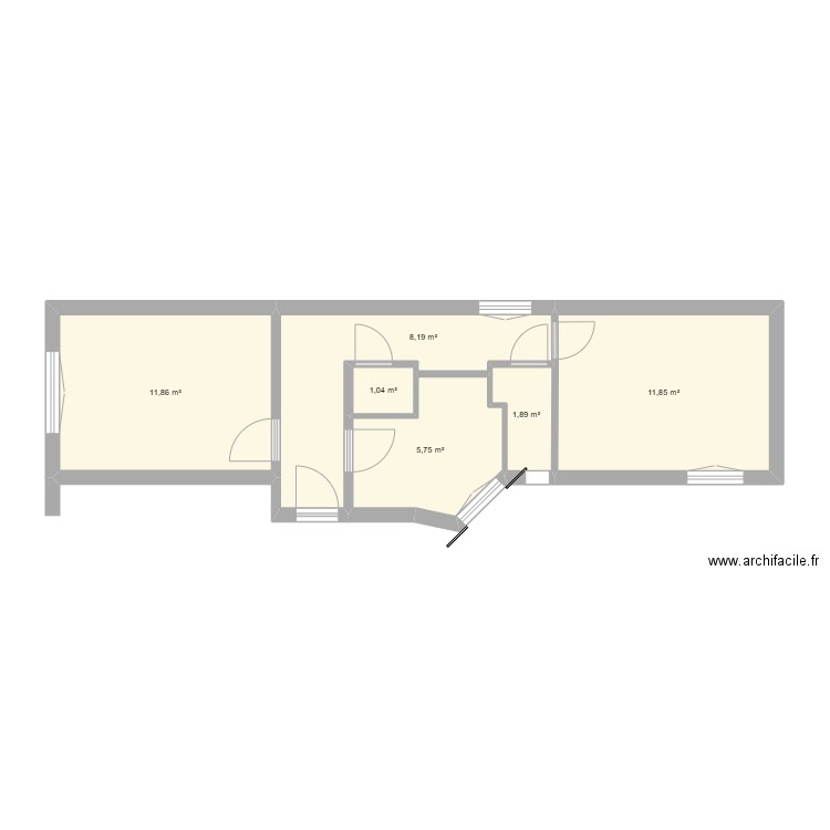Levallois Perret plan existant . Plan de 6 pièces et 41 m2