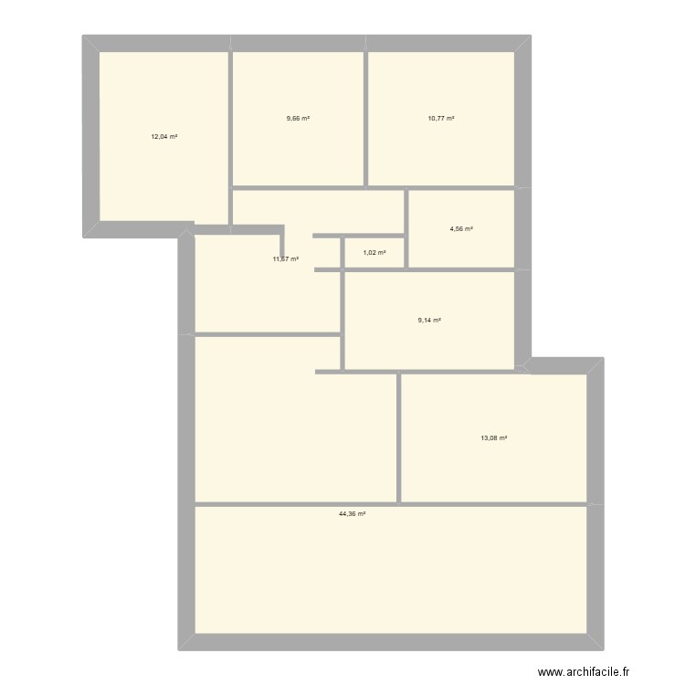 Guibert. Plan de 9 pièces et 116 m2
