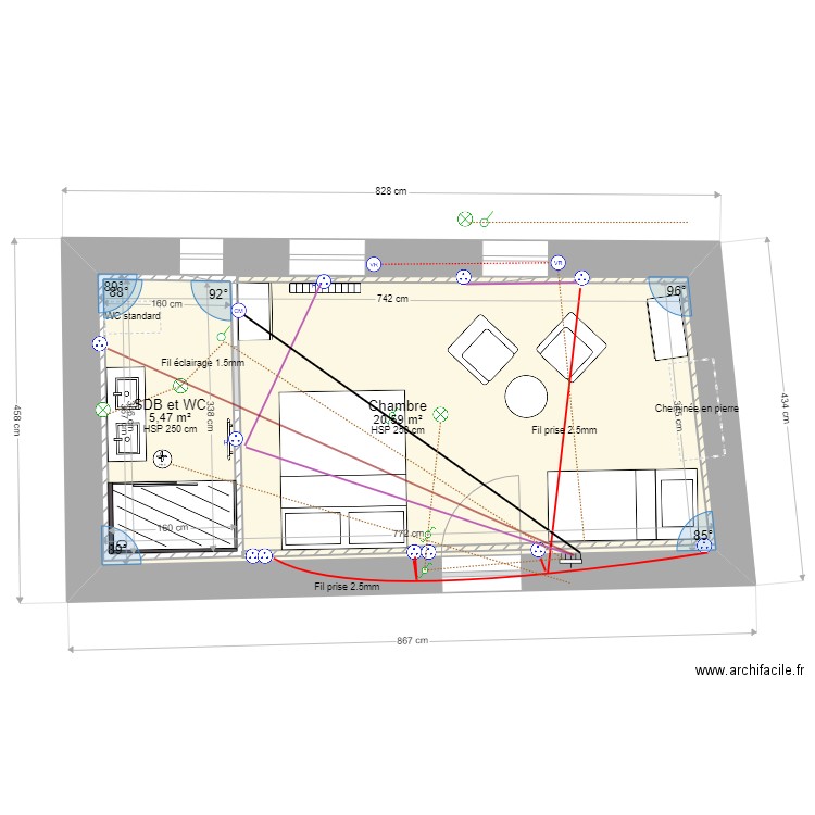 MAISONNETTE 2. Plan de 2 pièces et 32 m2