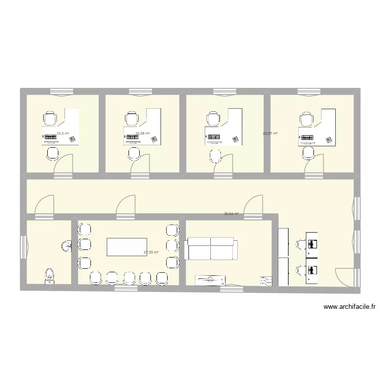 bureau k. Plan de 5  et 102 m²