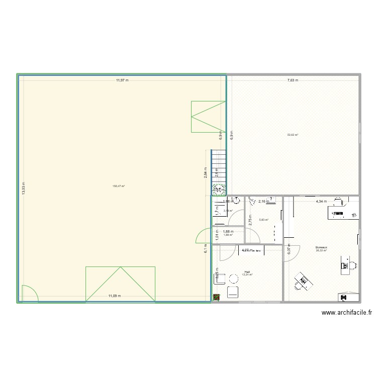 plan bati etage pds. Plan de 7 pièces et 254 m2