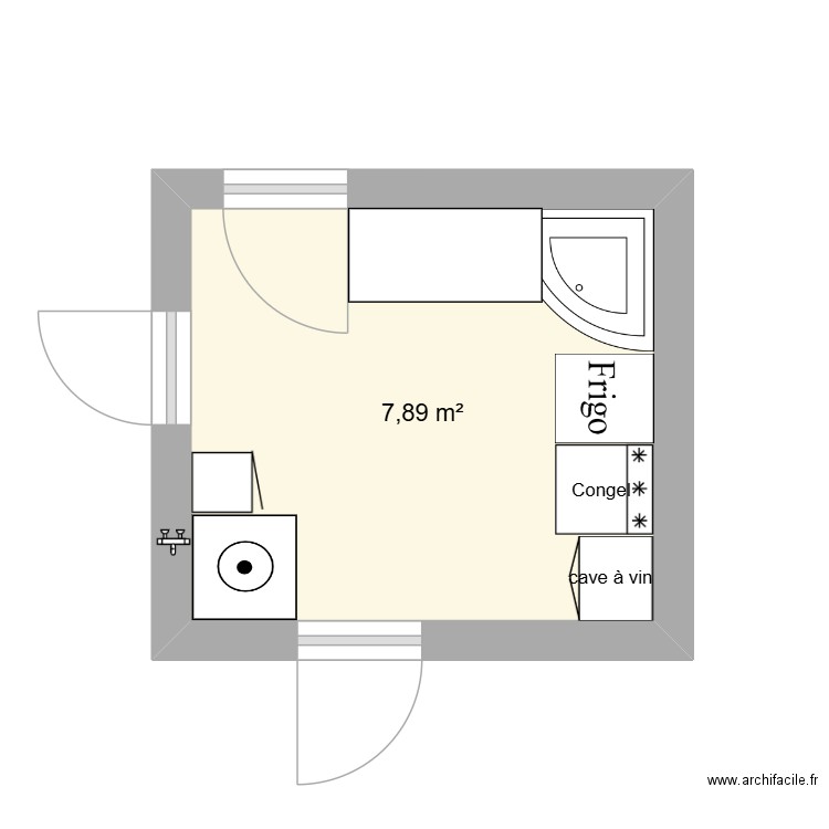 arriere cuisine. Plan de 1 pièce et 8 m2