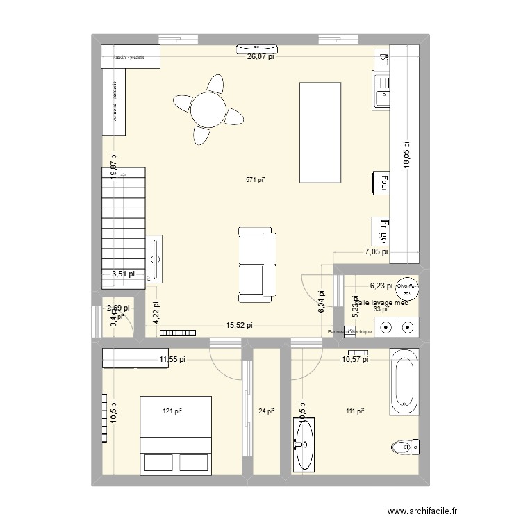 Locataire. Plan de 6 pièces et 81 m2