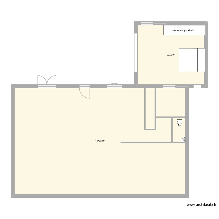 thierry. Plan de 2 pièces et 131 m2