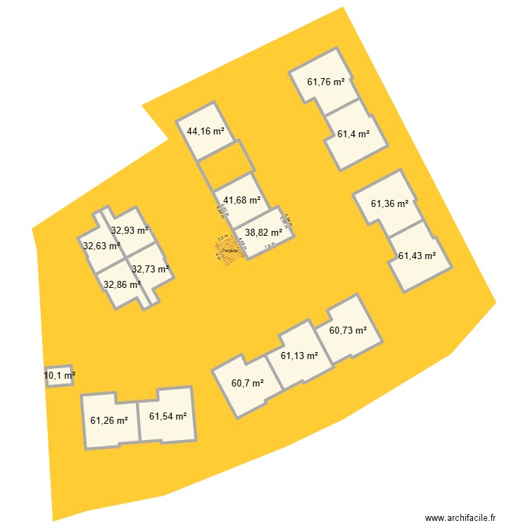 Plan de masse projet COUCQ. Plan de 17 pièces et 817 m2