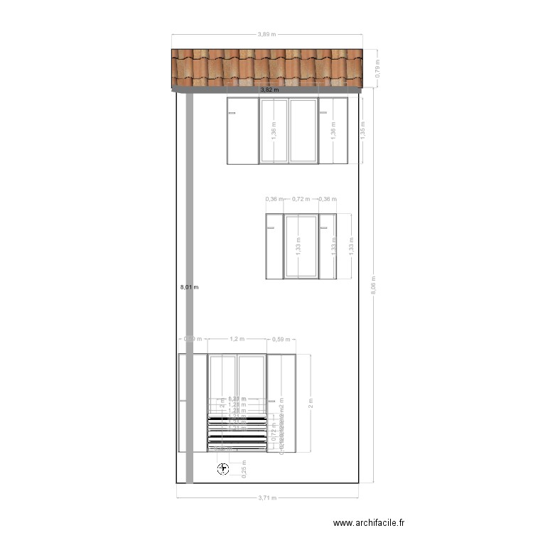 Façade Est bis. Plan de 0 pièce et 0 m2