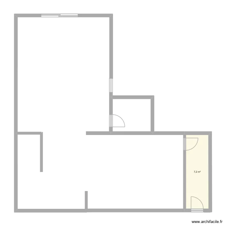 VUE DE HAUT. Plan de 1  et 7 m²
