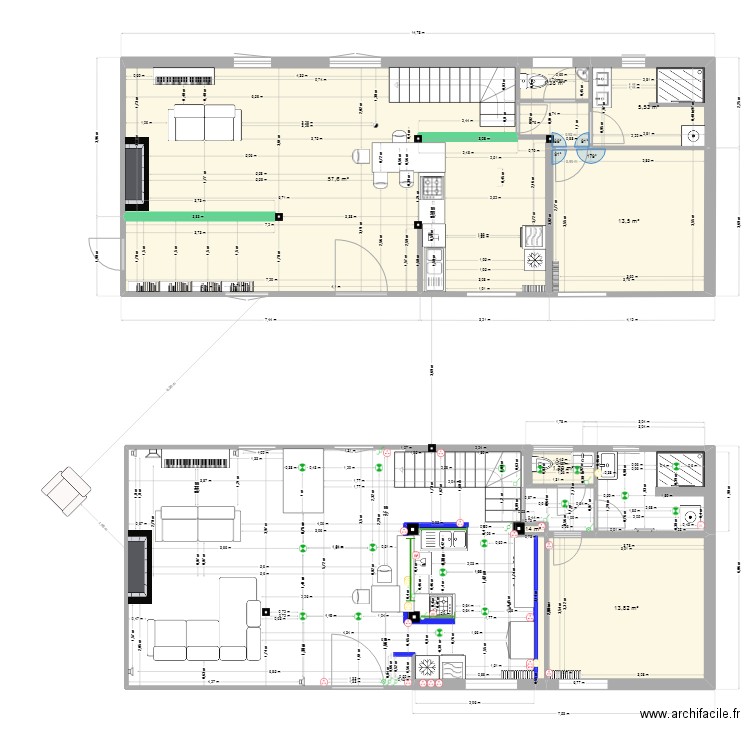 RDC electricité 21 MAI 2025. Plan de 8 pièces et 94 m2