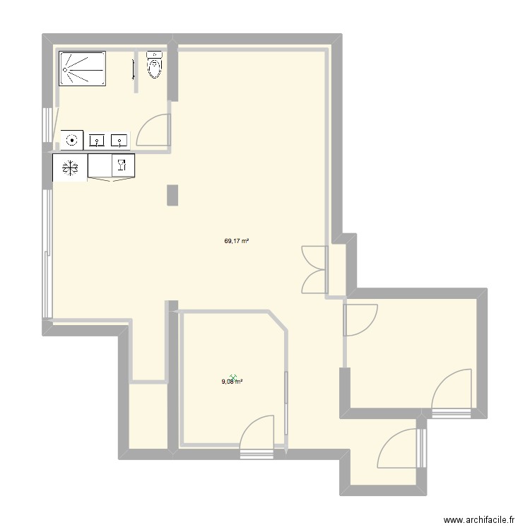 Appart Corse. Plan de 2 pièces et 78 m2