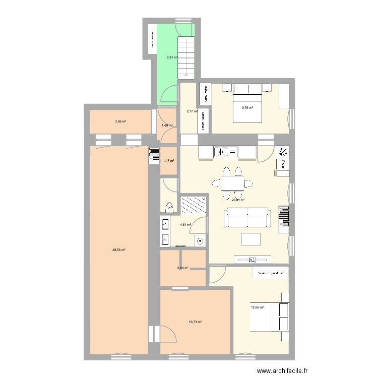 Place Charles Albert APP2. Plan de 12 pièces et 113 m2