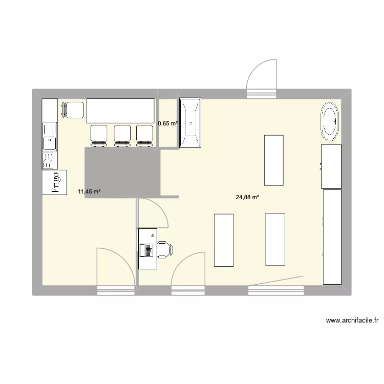 Plan Toutouni&egrave;re. Plan de 3 pièces et 37 m²