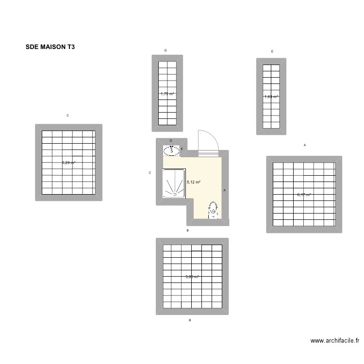 Sde T3. Plan de 6 pièces et 26 m2