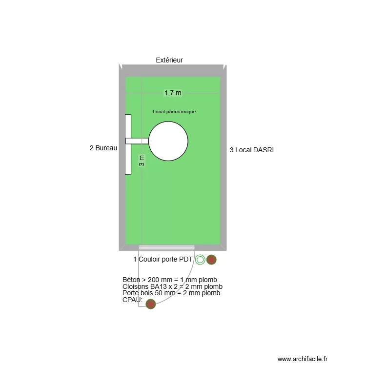 40252 Local panoramique. Plan de 1 et 5 m² 40252 Local panoramique. Plan de 1 et 5 m²