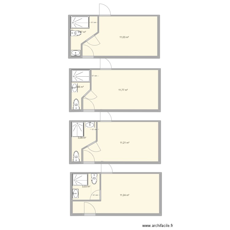 BARDOUX. Plan de 8 pièces et 57 m2