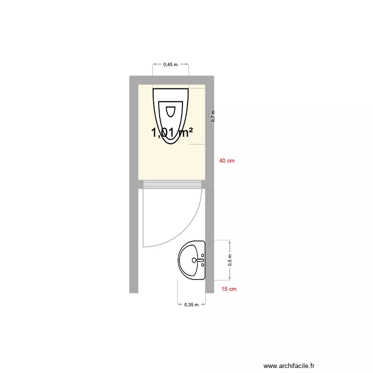 WC entrée. Plan de 1 et 1 m² WC entrée. Plan de 1 et 1 m²