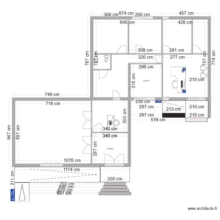 Mairie. Plan de 2 pièces et 19 m2