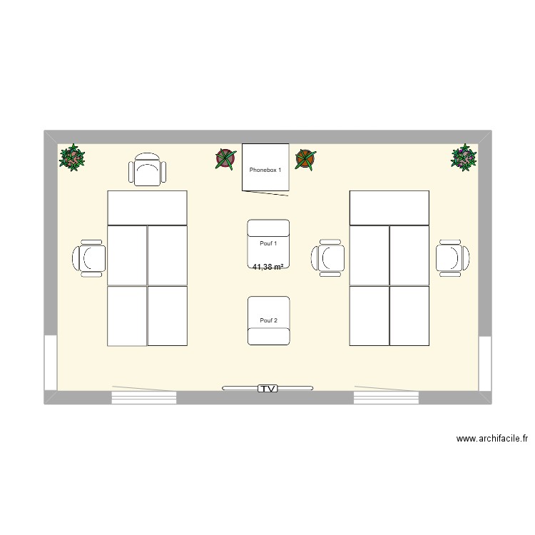 Open Space 2. Plan de 1 pièce et 41 m2