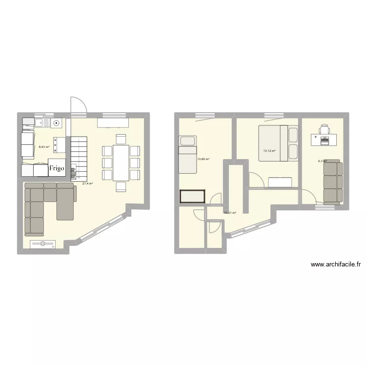 projet maison Poivre. Plan de 6  et 74 m²