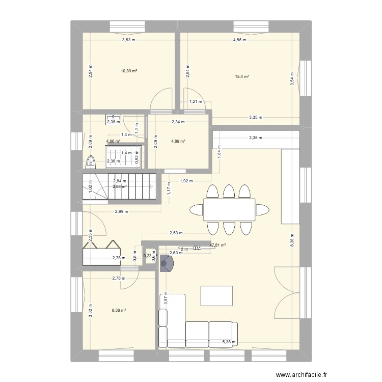 plan villa Tornay aménagé. Plan de 8 pièces et 95 m2