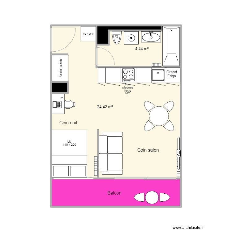 V4 Marc De La Panouse STUDIO. Plan de 5 pièces et 35 m2