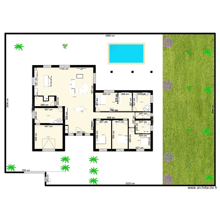 projet maison . Plan de 13 pièces et 1397 m2