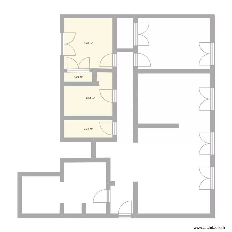 appartmt. Plan de 4 pièces et 20 m²