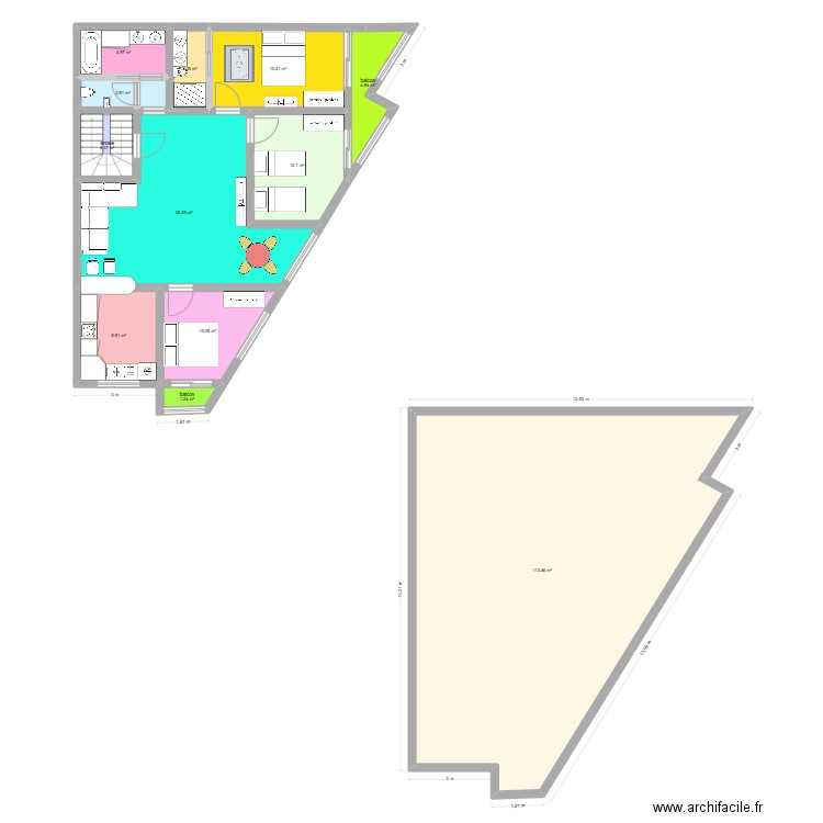 syba 2. Plan de 12 pièces et 215 m2