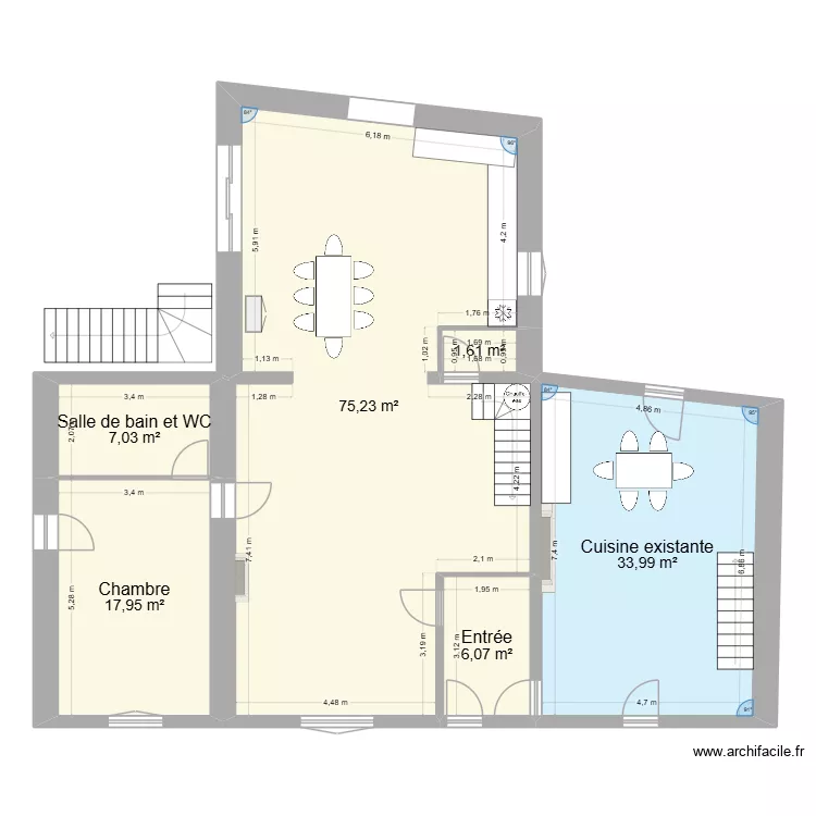 La Rochedieu. Plan de 6  et 142 m²