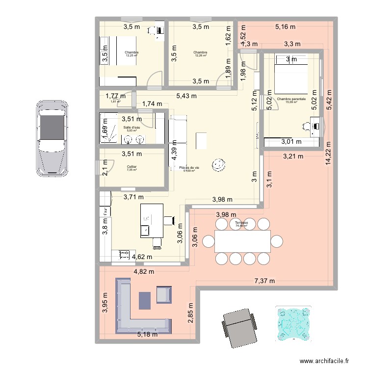 Maison ouverte 2. Plan de 8 pièces et 181 m2
