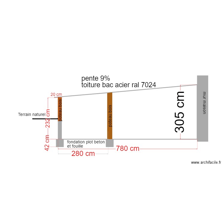 facade ouest 12. Plan de 1 pièce et 13 m2