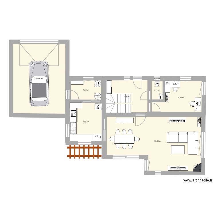 maison idée 1 rdc. Plan de 8 pièces et 105 m2