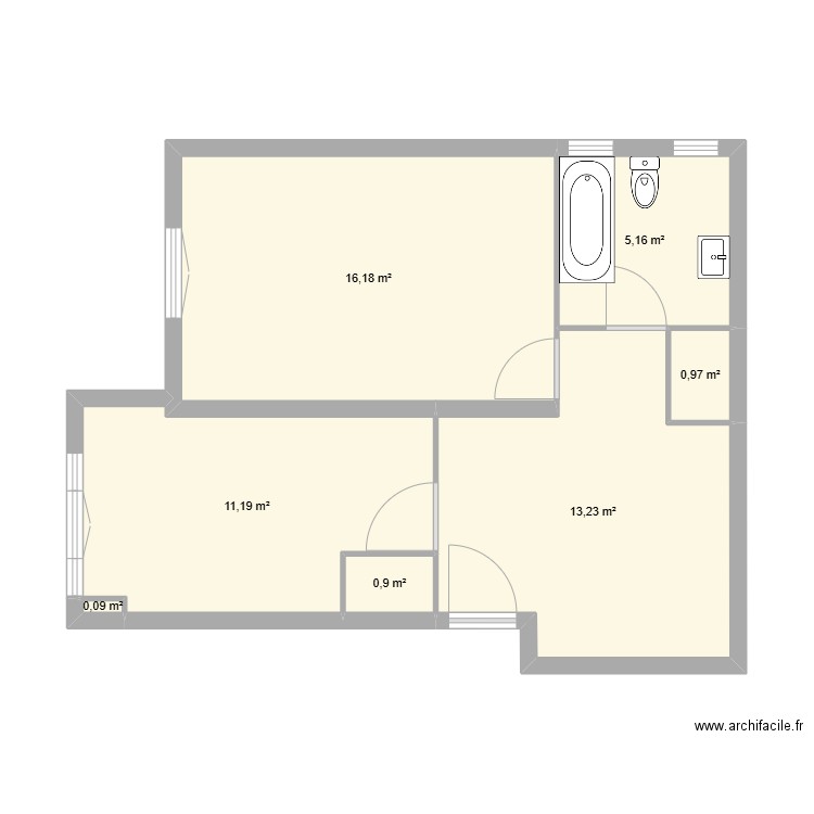 Studio VM. Plan de 7 pièces et 48 m2