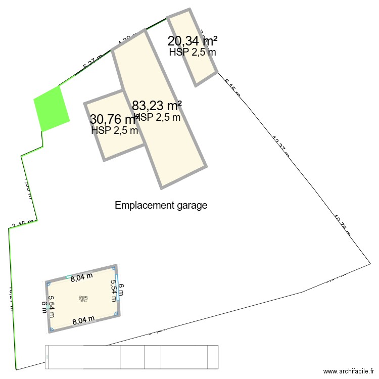 Plan de masse ArchiFacile PRO. Plan de 4 pièces et 178 m2