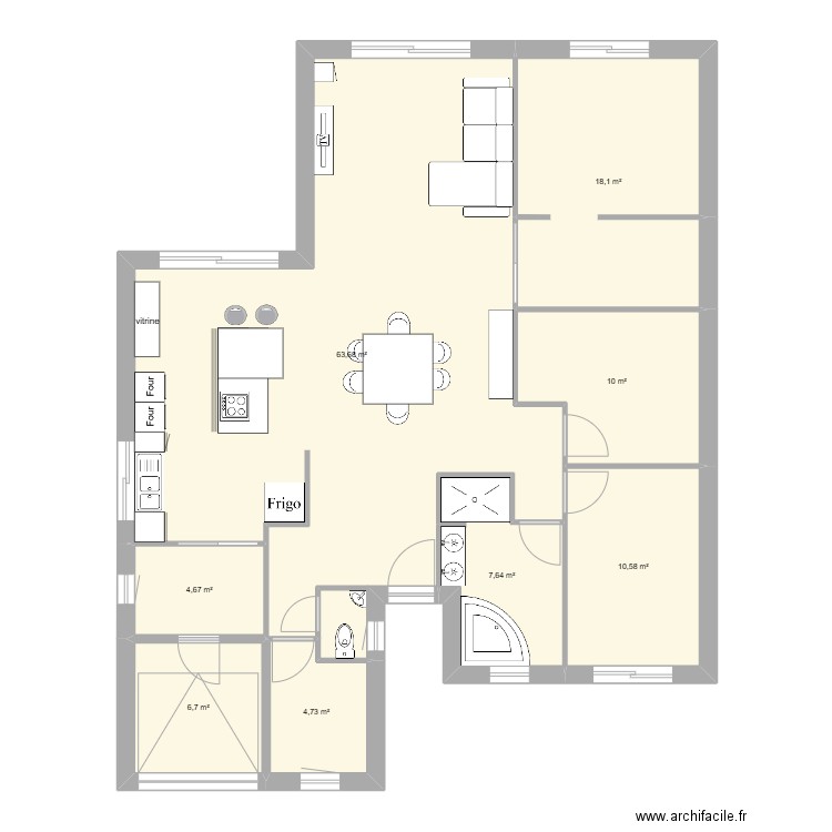 VERSION. Plan de 8 pièces et 126 m2