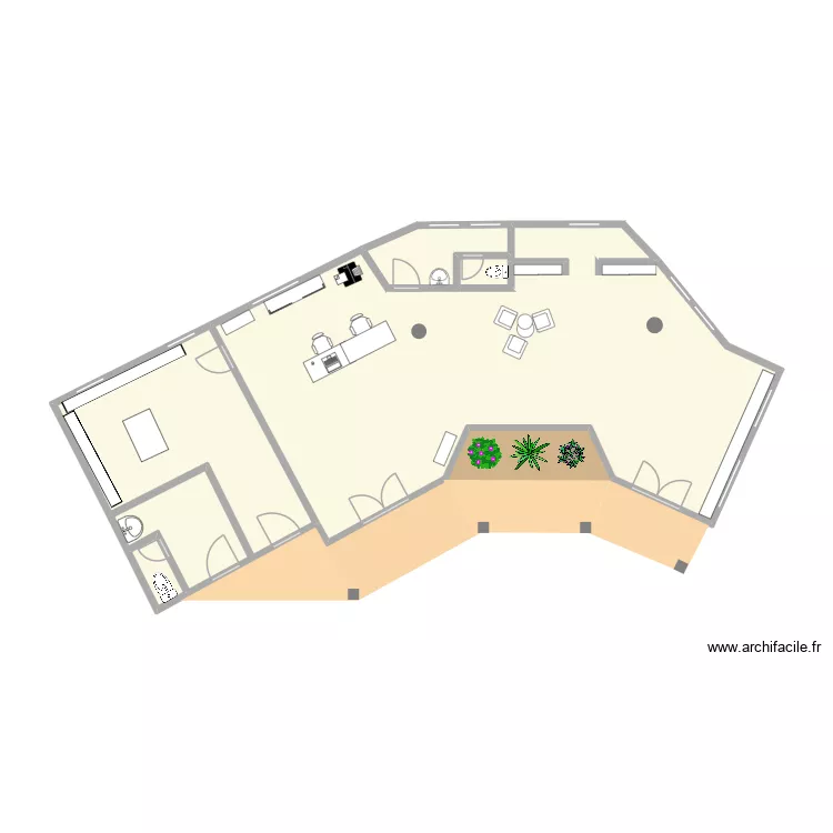 gare routi&egrave;re. Plan de 5  et 51 m²