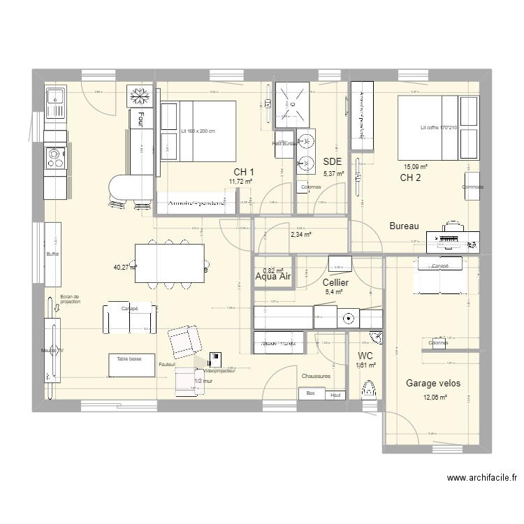 Saintes Maison de l'Estuaire. Plan de 9 pièces et 95 m2