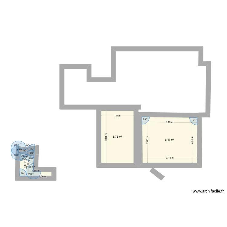 plan de merde. Plan de 4  et 16 m²