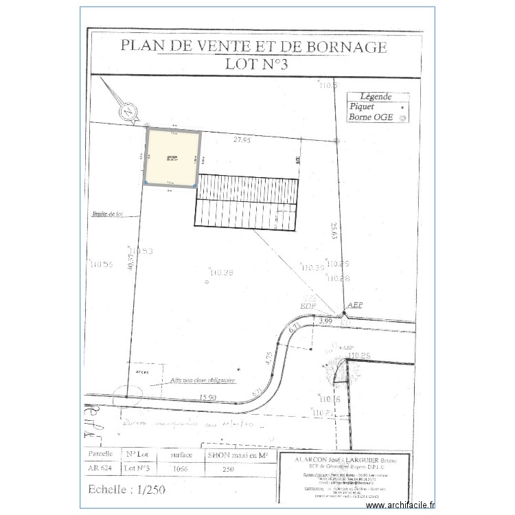 plan garage urbanisme. Plan de 1 pièce et 60 m2