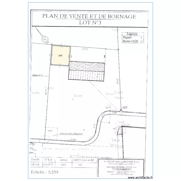 plan garage urbanisme. Plan de 