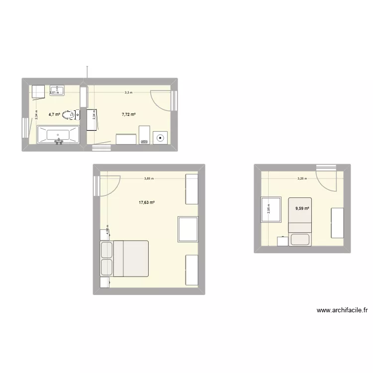 Angleur SDB. Plan de 4 Pièces et 40 m² Angleur SDB. Plan de 4 Pièces et 40 m²