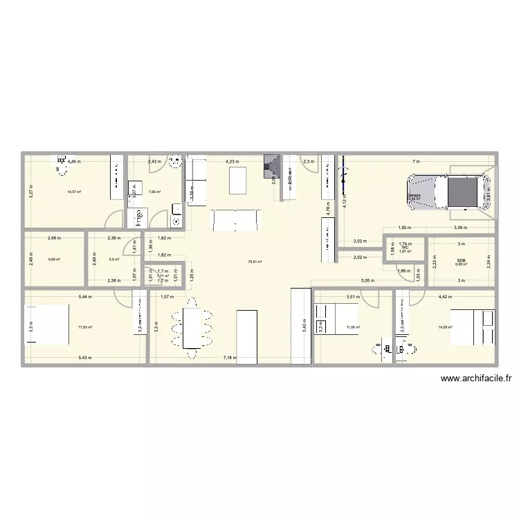 Projet 2. Plan de 12 pièces et 186 m²