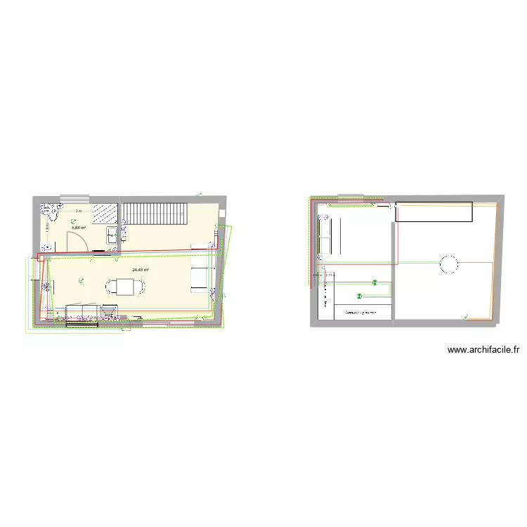 T1 roussac. Plan de 2  et 30 m²