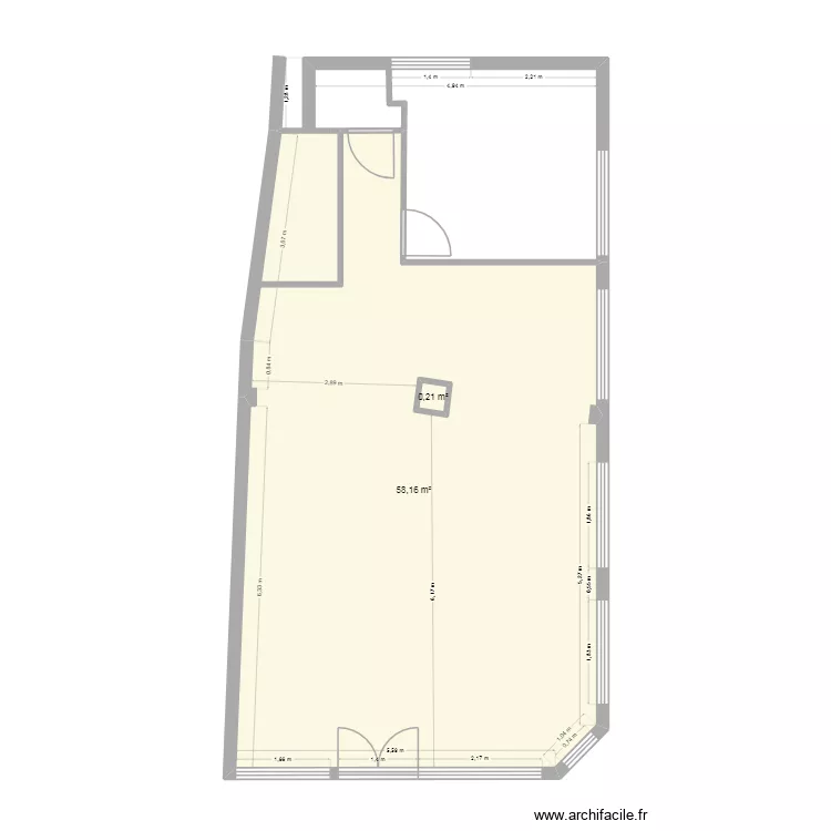 Local commercial. Plan de 2 pièces et 59 m²