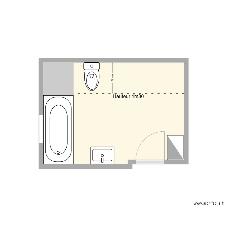 JURICIC Etat Actuel. Plan de 1 pièce et 8 m2