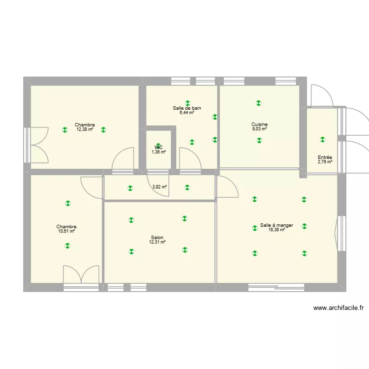 essais maison 3. Plan de 9  et 77 m²