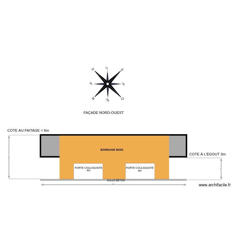 bartiment monopente FA&Ccedil;ADE NORD-OUEST. Plan de 0 pièce et 0 m2