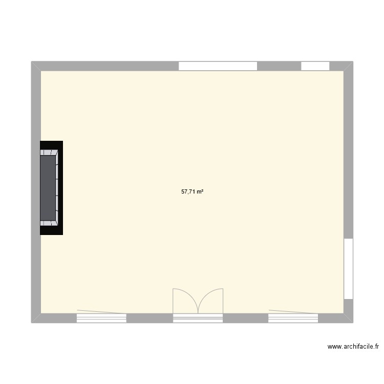 PLAN RDC VIERGE. Plan de 1 pièce et 58 m2