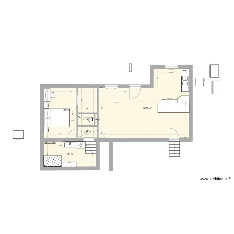 caroline. Plan de 6 pièces et 54 m2