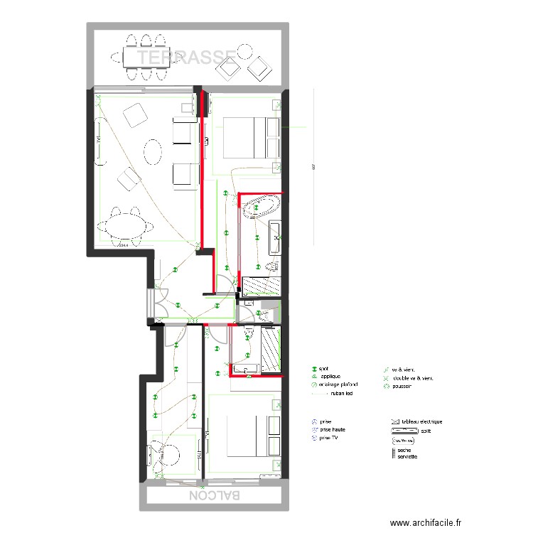 fontainebleau electrique. Plan de 7 pièces et 94 m2