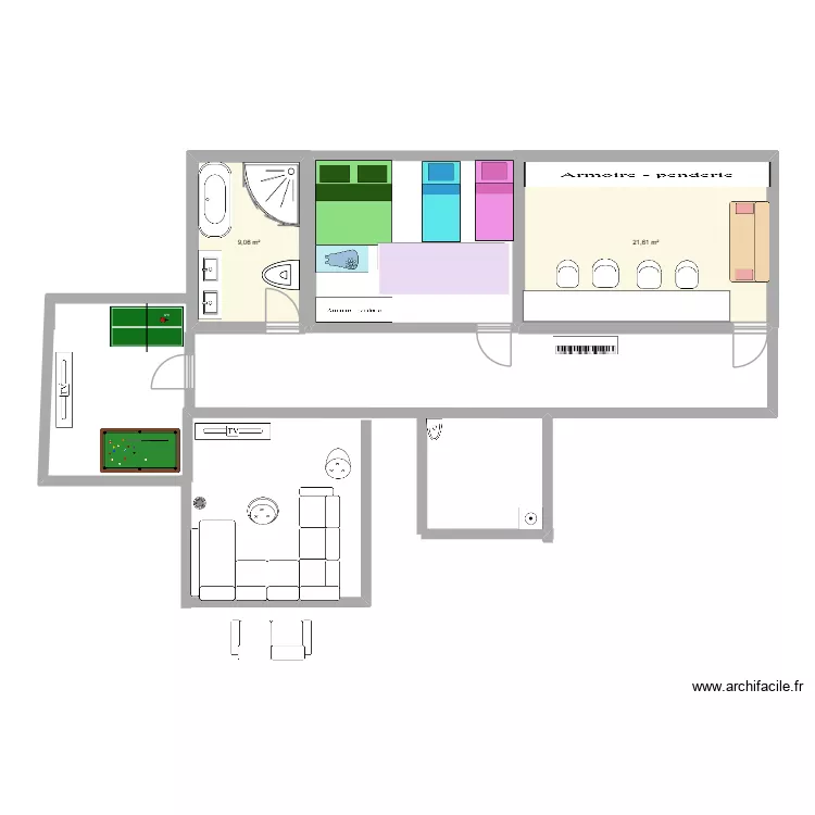 ANOUK ET JAROD. Plan de 2  et 31 m²